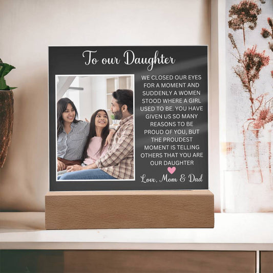 Personalized Letter to my daughter from Mom Acrylic Plaque Going away Keepsake LED Light Sign Gift for daughter Customized Gift from Dad
