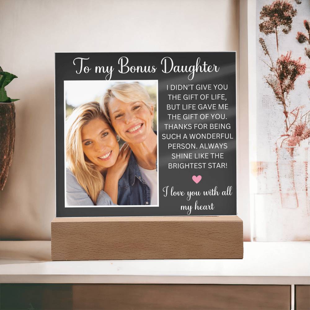 Stepdaughter Gift Acrylic Plaque Personalized Birthday Gift For Bonus Daughter To My Bonus Daughter from Stepmom