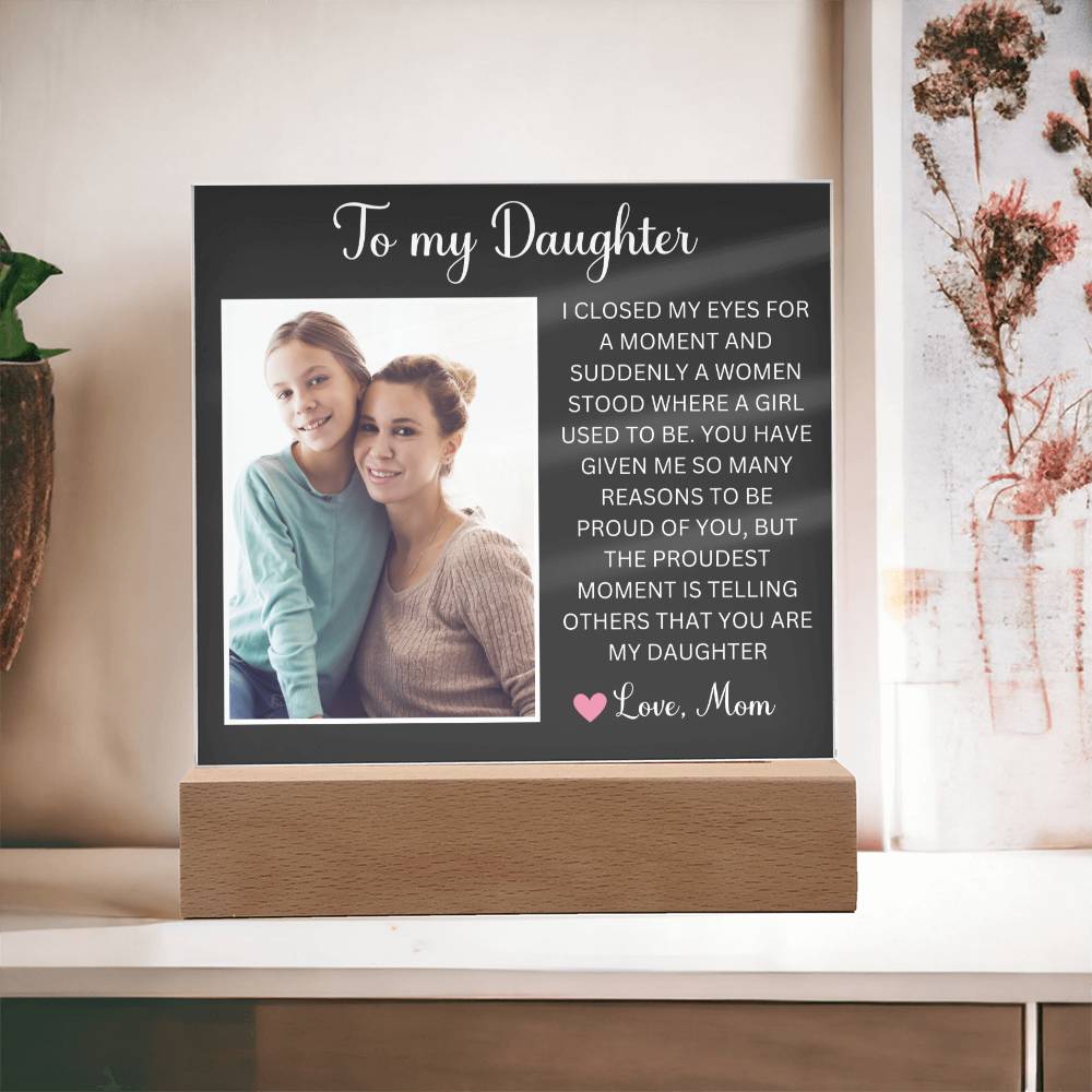 Personalized Letter to my daughter from Mom Acrylic Plaque Going away Keepsake LED Light Sign Gift for daughter Customized Gift from Dad
