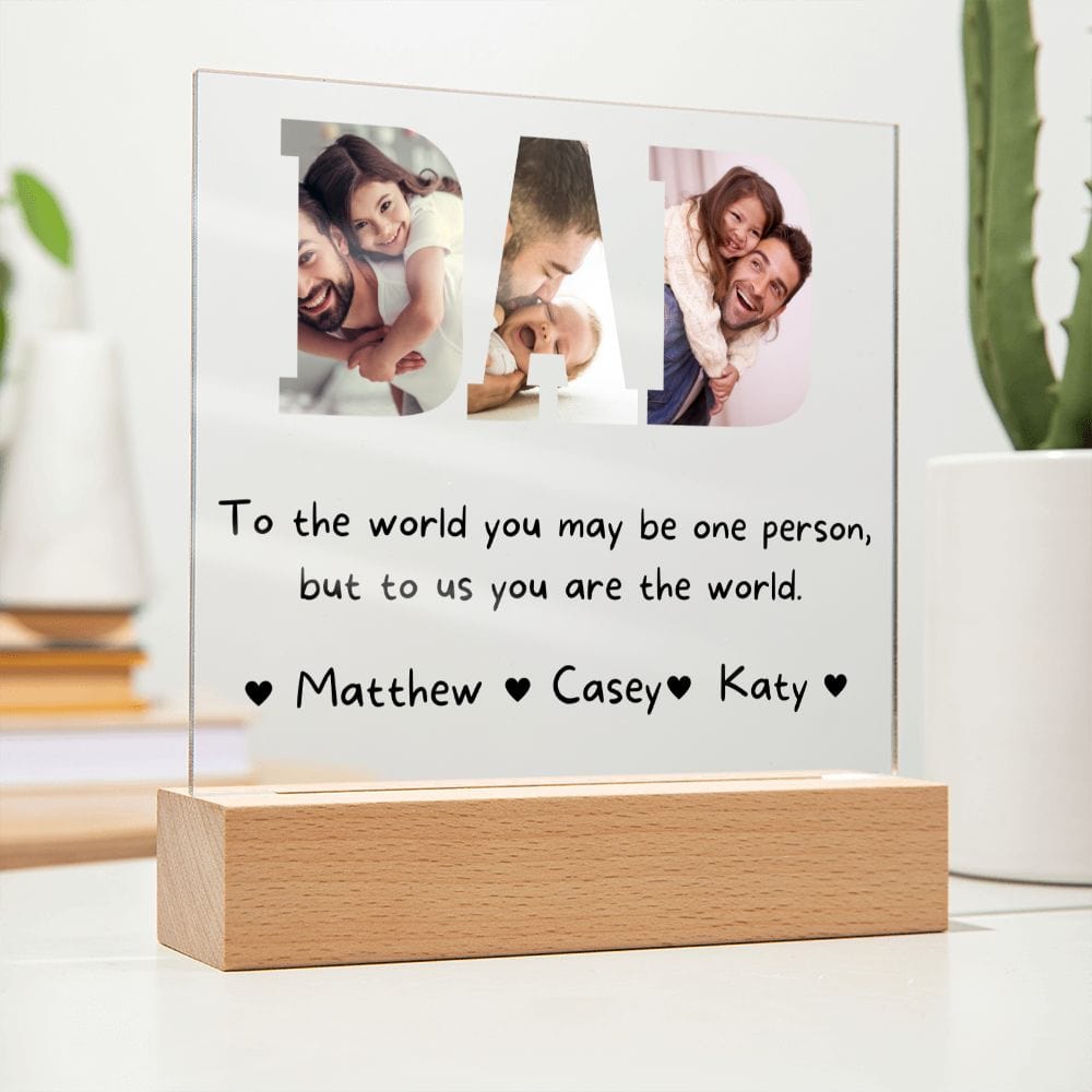Personalized DAD Acrylic Plaque, Photo frame LED Light
