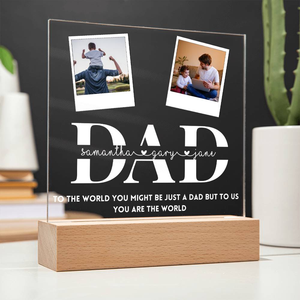 Personalized 2 photo frame from kids for dad, Father's day, Birthday Gift