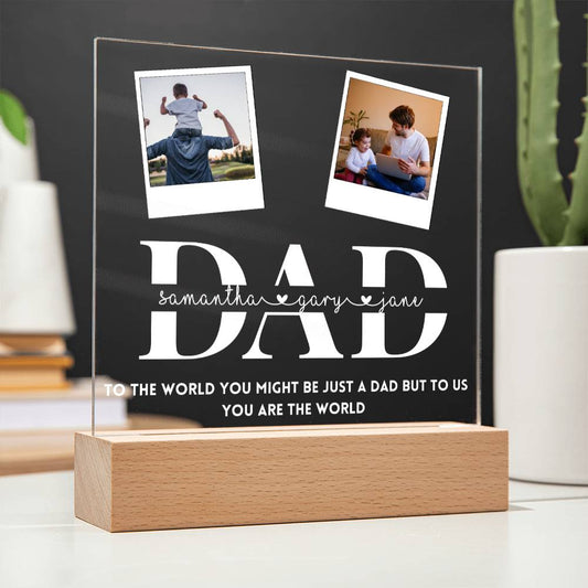 Personalized 2 photo frame from kids for dad, Father's day, Birthday Gift