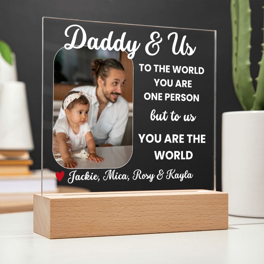 Personalized Daddy and Us Acrylic plaque, LED Photo Frame, Father's Day Gift for Dad