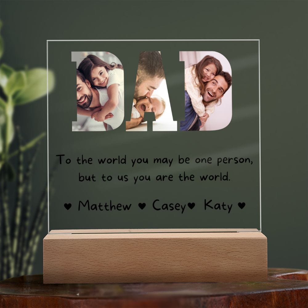 Personalized DAD Acrylic Plaque, Photo frame LED Light