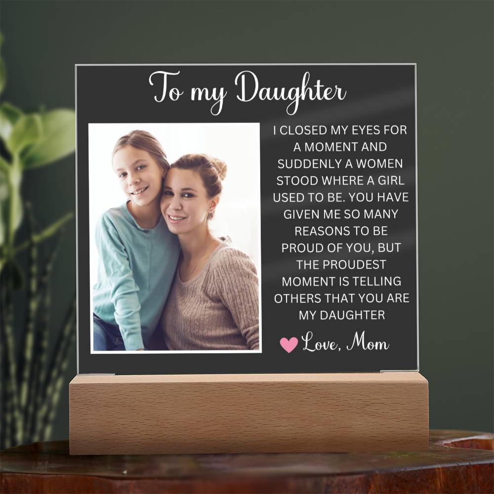 Personalized Letter to my daughter from Mom Acrylic Plaque Going away Keepsake LED Light Sign Gift for daughter Customized Gift from Dad