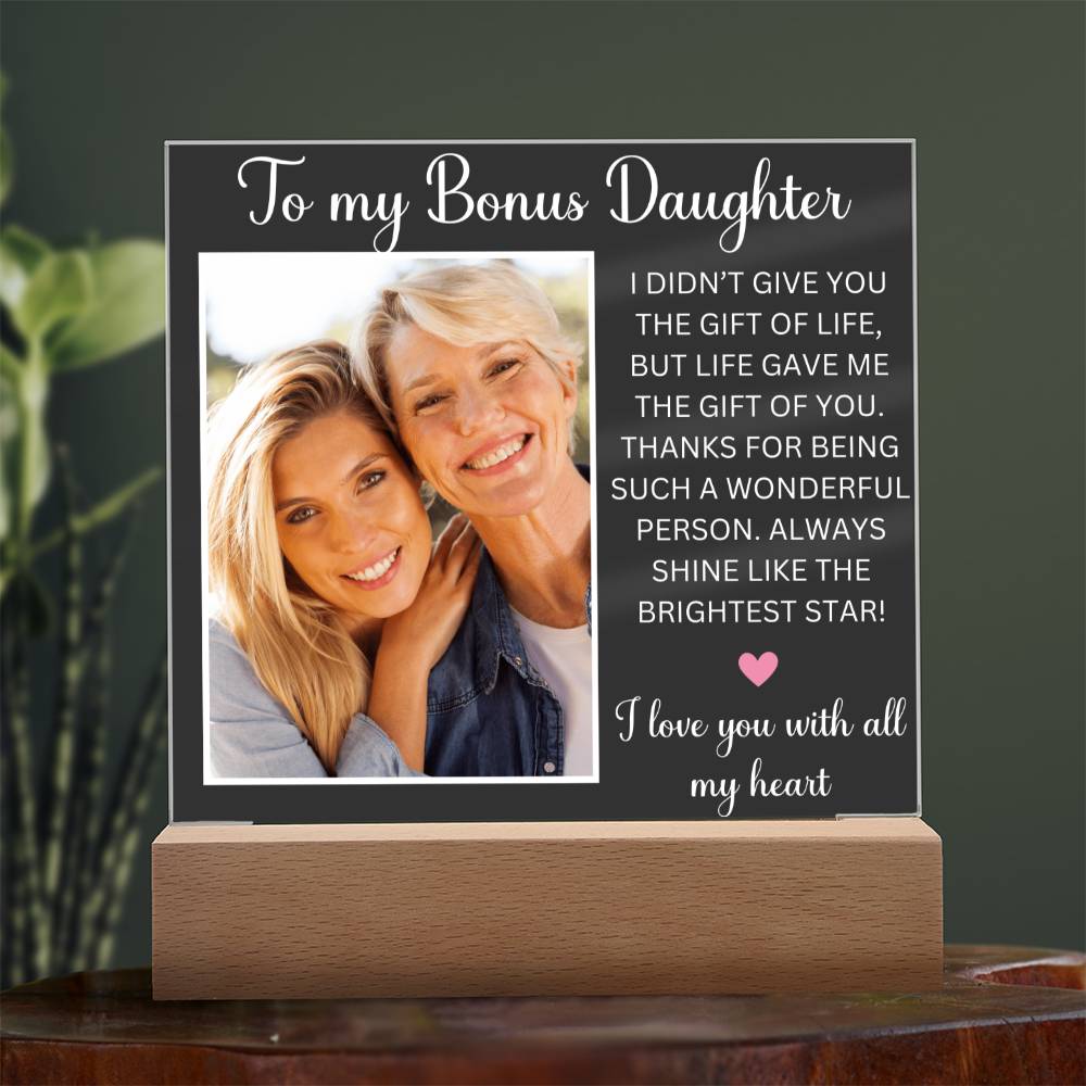 Stepdaughter Gift Acrylic Plaque Personalized Birthday Gift For Bonus Daughter To My Bonus Daughter from Stepmom