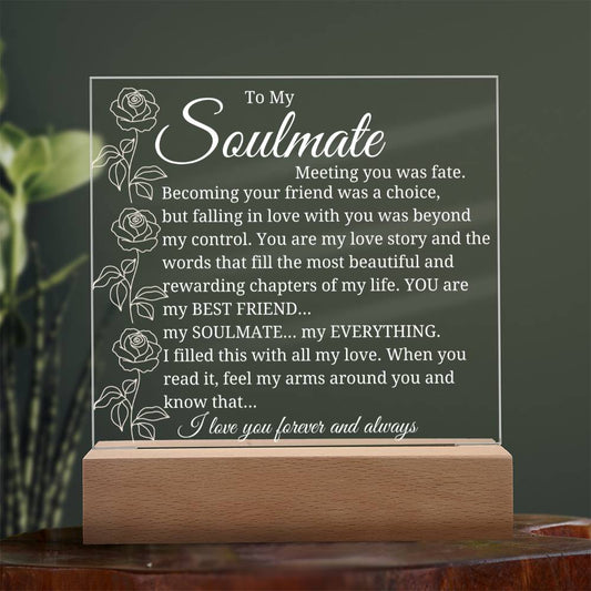 To my Soulmate "meeting you was fate" Acrylic Plaque