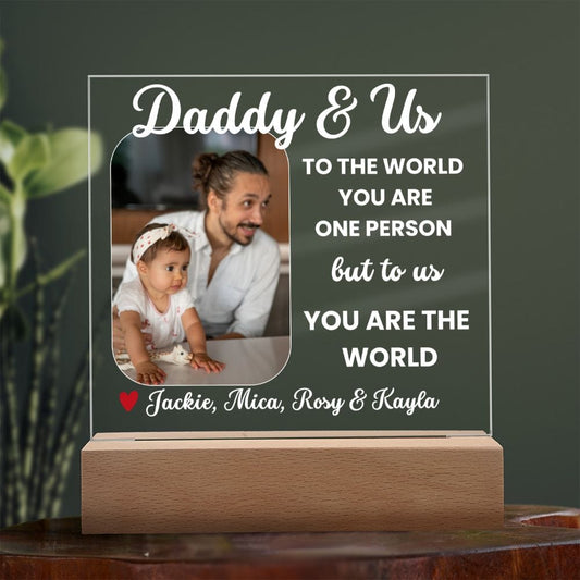 Personalized Daddy and Us Acrylic plaque, LED Photo Frame, Father's Day Gift for Dad