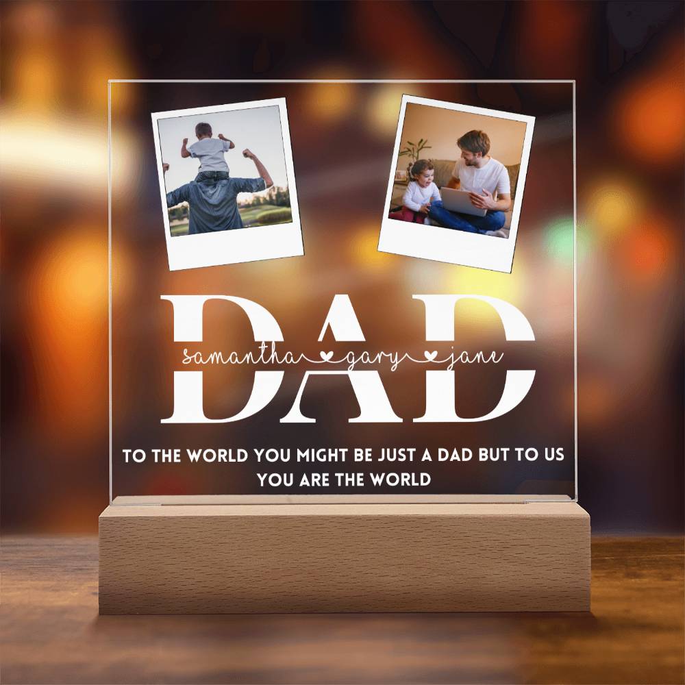 Personalized 2 photo frame from kids for dad, Father's day, Birthday Gift