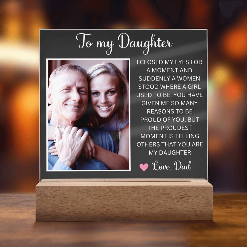 Personalized Letter to my daughter from Dad Acrylic Plaque Going away Keepsake LED Light Sign Gift for daughter Customized Gift from Mom