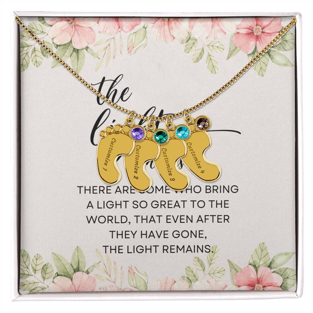 Memorial Necklace Engraved Baby Feet Charm Necklace Miscarriage Gift Bereavement Birthstone Charm Loss of child gift for Mom