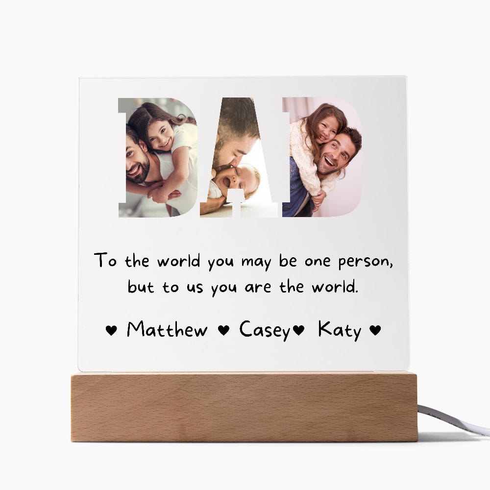 Personalized DAD Acrylic Plaque, Photo frame LED Light