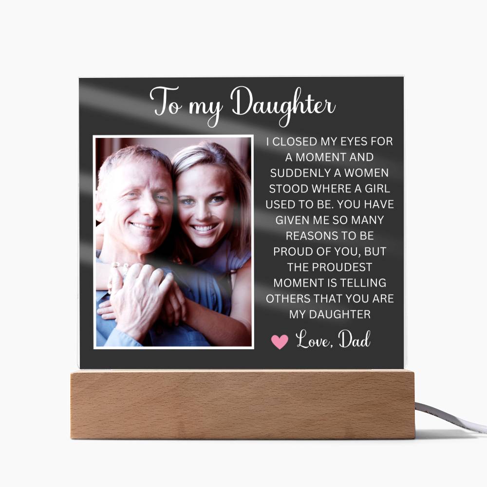 Personalized Letter to my daughter from Dad Acrylic Plaque Going away Keepsake LED Light Sign Gift for daughter Customized Gift from Mom
