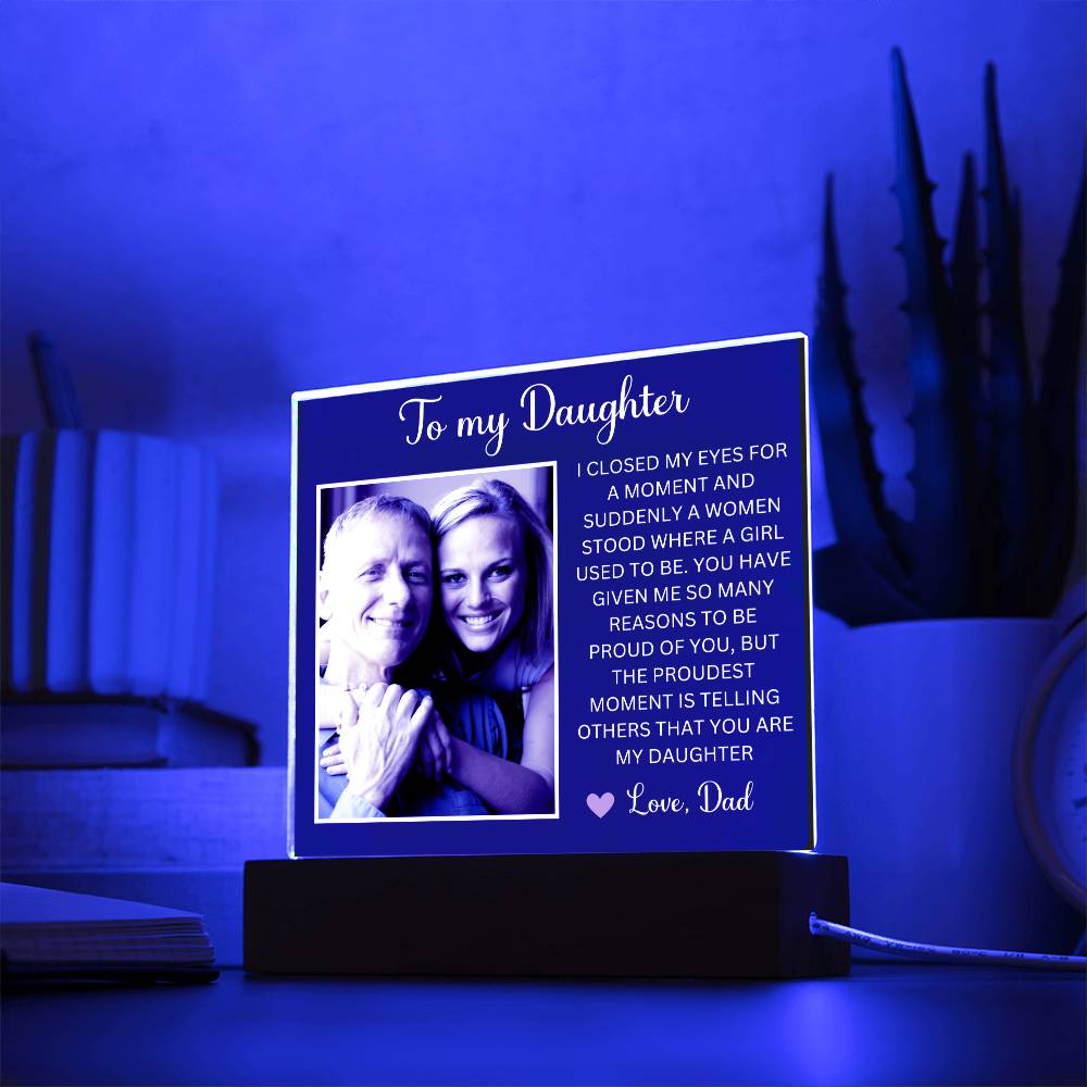 Personalized Letter to my daughter from Dad Acrylic Plaque Going away Keepsake LED Light Sign Gift for daughter Customized Gift from Mom