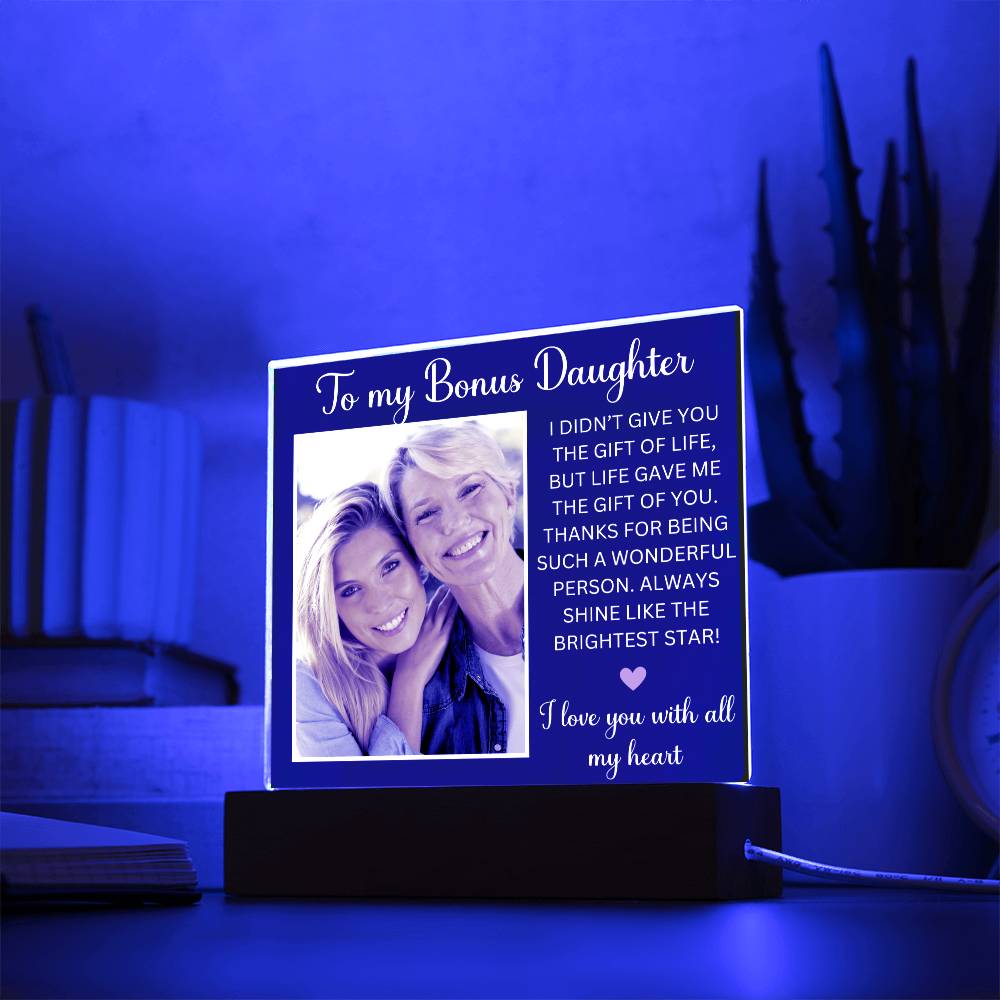 Stepdaughter Gift Acrylic Plaque Personalized Birthday Gift For Bonus Daughter To My Bonus Daughter from Stepmom