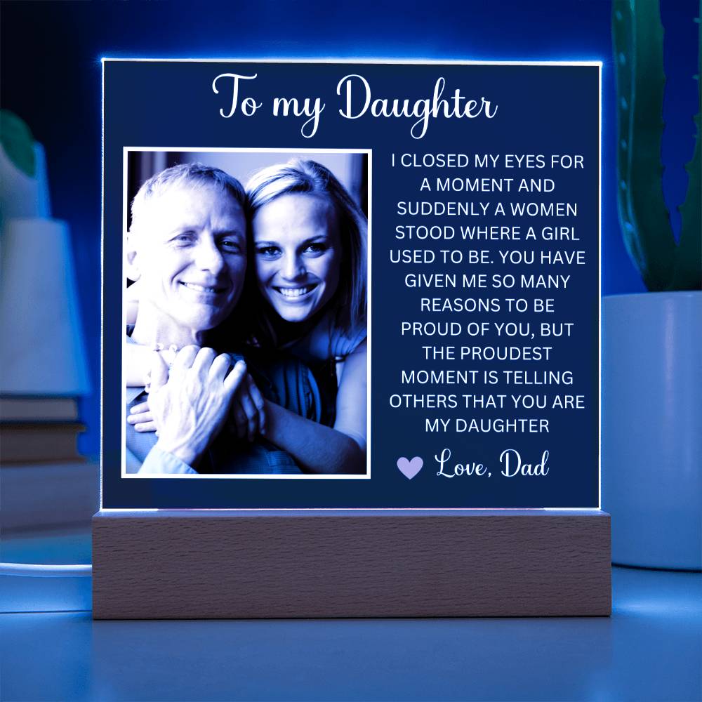 Personalized Letter to my daughter from Dad Acrylic Plaque Going away Keepsake LED Light Sign Gift for daughter Customized Gift from Mom