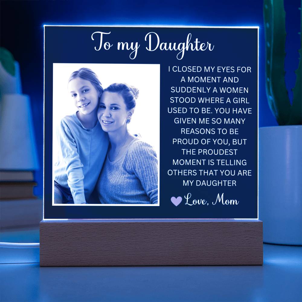 Personalized Letter to my daughter from Mom Acrylic Plaque Going away Keepsake LED Light Sign Gift for daughter Customized Gift from Dad