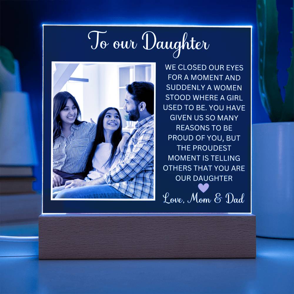 Personalized Letter to my daughter from Mom Acrylic Plaque Going away Keepsake LED Light Sign Gift for daughter Customized Gift from Dad