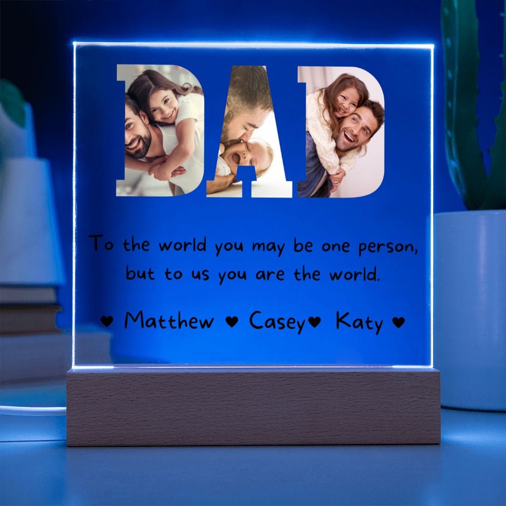 Personalized DAD Acrylic Plaque, Photo frame LED Light