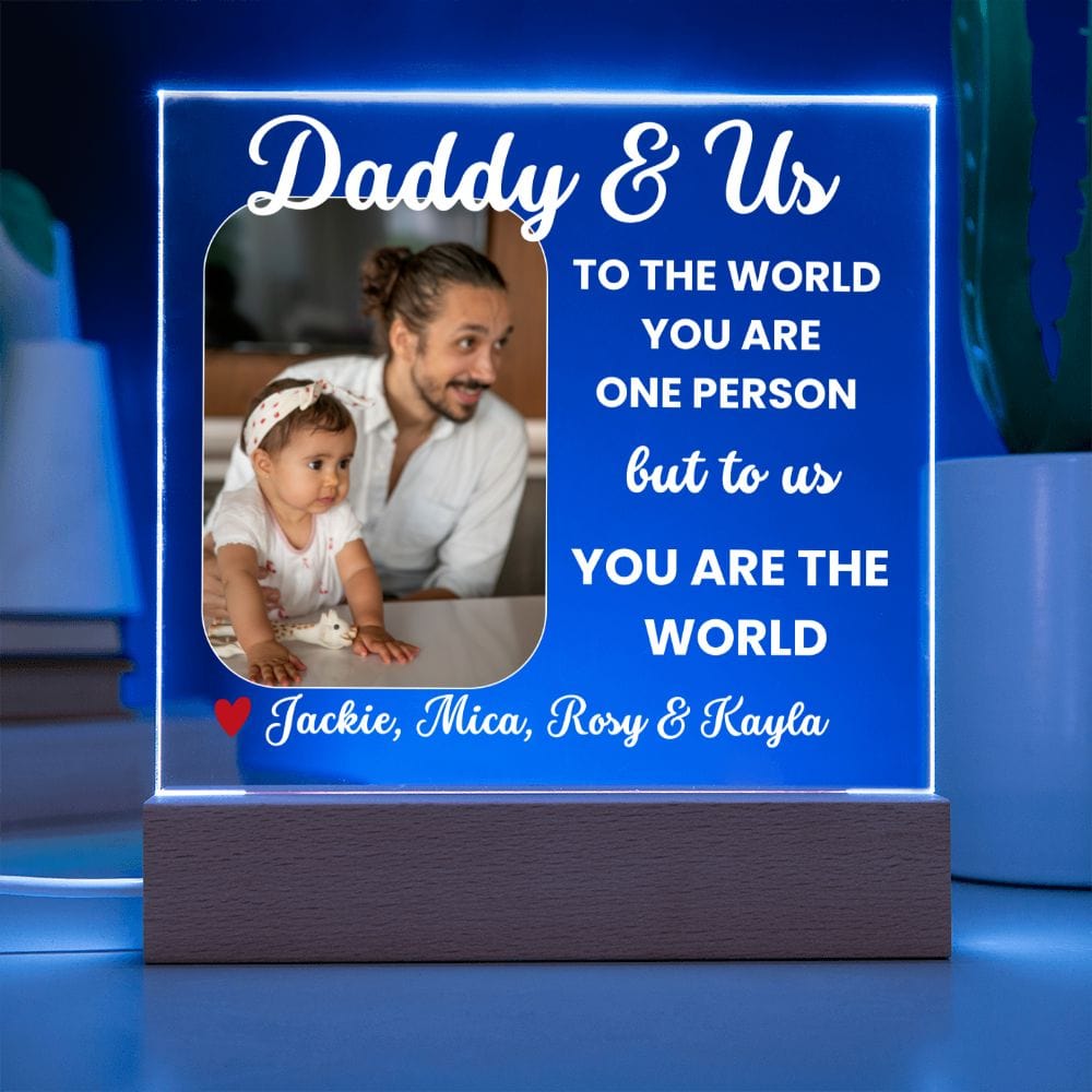 Personalized Daddy and Us Acrylic plaque, LED Photo Frame, Father's Day Gift for Dad