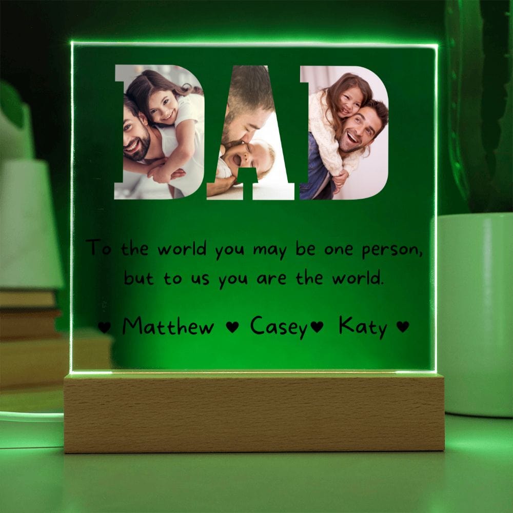 Personalized DAD Acrylic Plaque, Photo frame LED Light