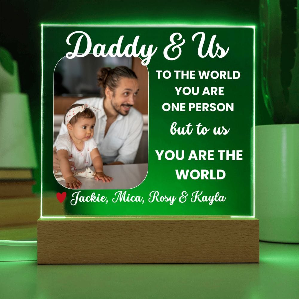Personalized Daddy and Us Acrylic plaque, LED Photo Frame, Father's Day Gift for Dad