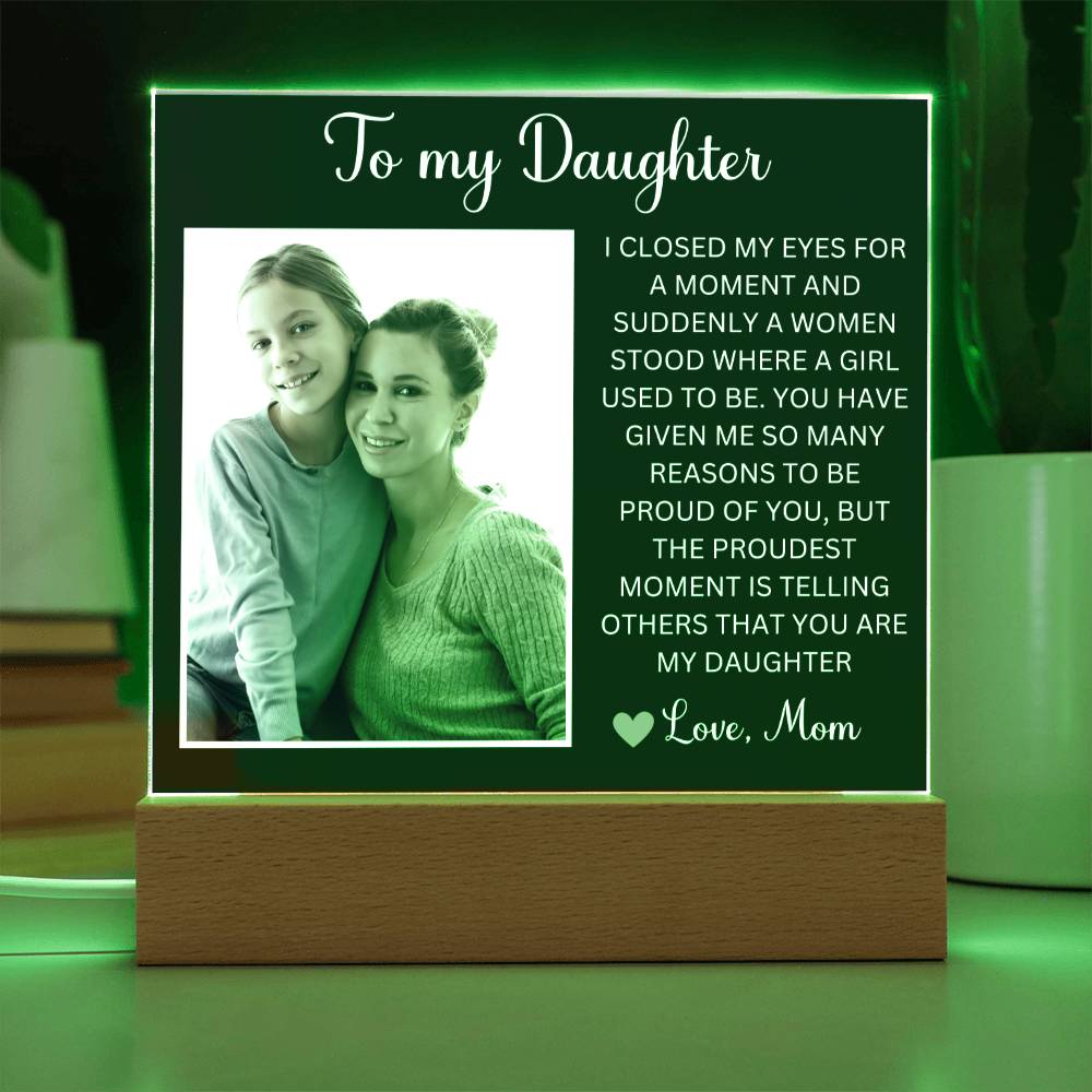 Personalized Letter to my daughter from Mom Acrylic Plaque Going away Keepsake LED Light Sign Gift for daughter Customized Gift from Dad