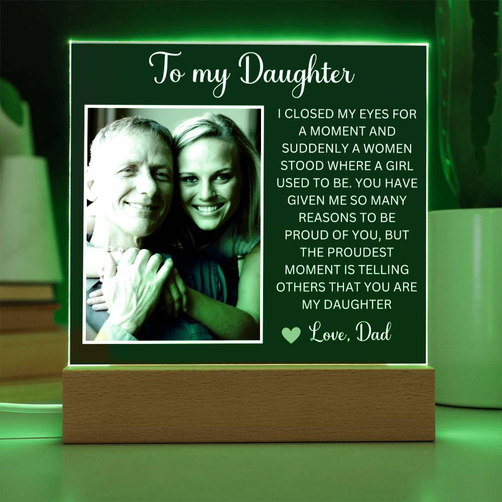 Personalized Letter to my daughter from Dad Acrylic Plaque Going away Keepsake LED Light Sign Gift for daughter Customized Gift from Mom