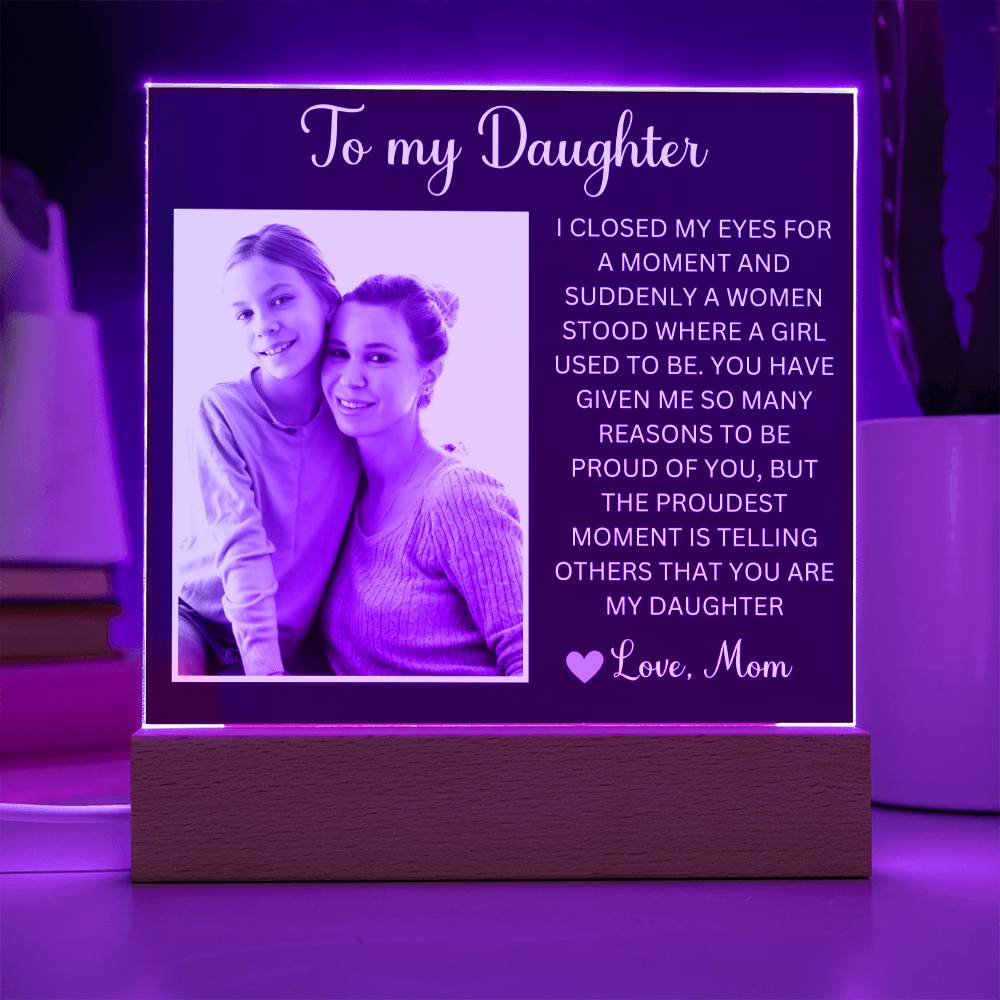 Personalized Letter to my daughter from Mom Acrylic Plaque Going away Keepsake LED Light Sign Gift for daughter Customized Gift from Dad