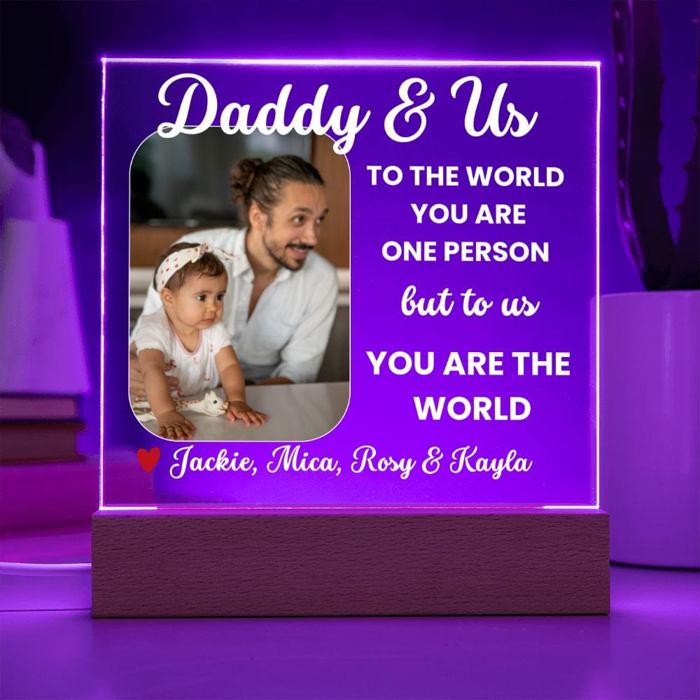 Personalized Daddy and Us Acrylic plaque, LED Photo Frame, Father's Day Gift for Dad