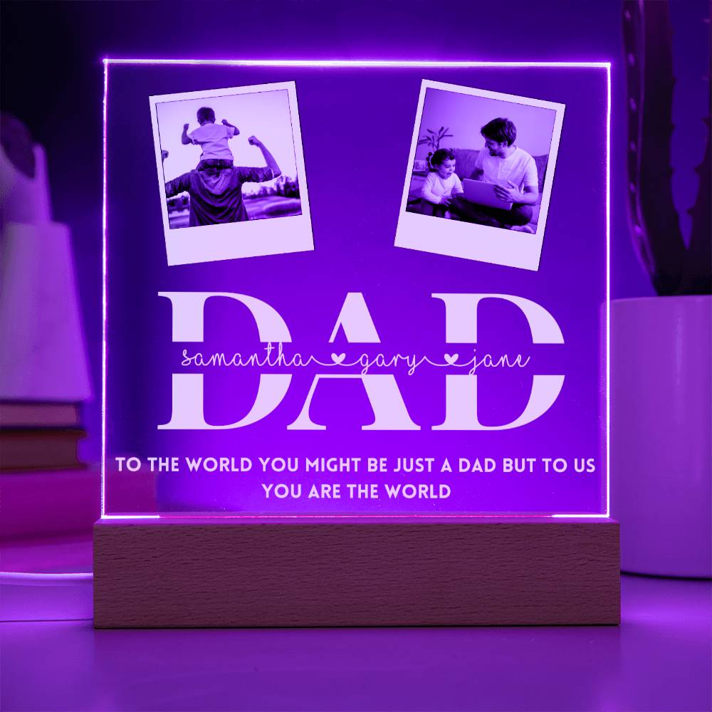 Personalized 2 photo frame from kids for dad, Father's day, Birthday Gift