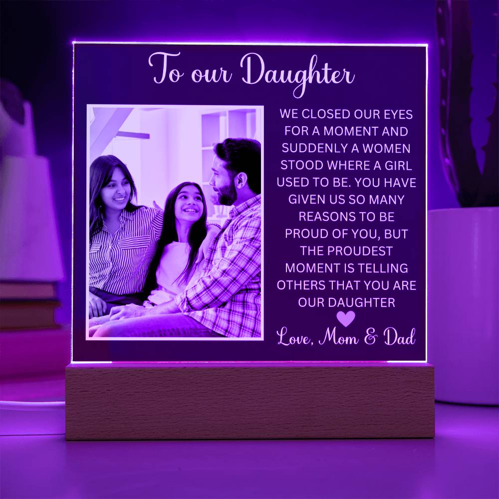 Personalized Letter to my daughter from Mom Acrylic Plaque Going away Keepsake LED Light Sign Gift for daughter Customized Gift from Dad