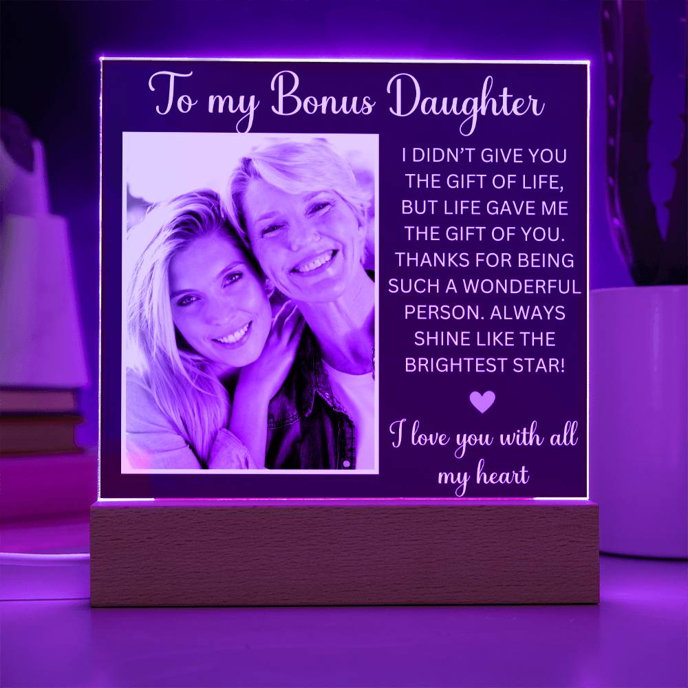 Stepdaughter Gift Acrylic Plaque Personalized Birthday Gift For Bonus Daughter To My Bonus Daughter from Stepmom