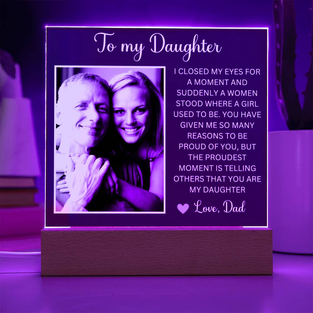 Personalized Letter to my daughter from Dad Acrylic Plaque Going away Keepsake LED Light Sign Gift for daughter Customized Gift from Mom