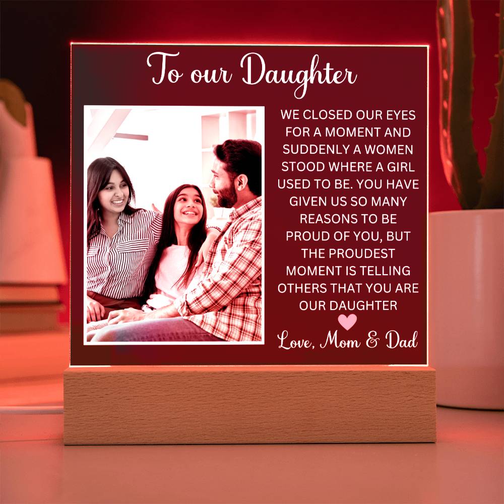 Personalized Letter to my daughter from Mom Acrylic Plaque Going away Keepsake LED Light Sign Gift for daughter Customized Gift from Dad