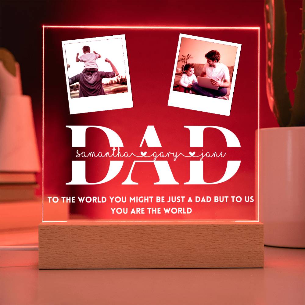 Personalized 2 photo frame from kids for dad, Father's day, Birthday Gift