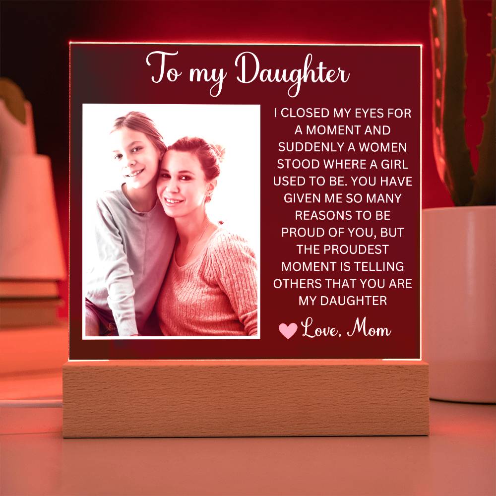 Personalized Letter to my daughter from Mom Acrylic Plaque Going away Keepsake LED Light Sign Gift for daughter Customized Gift from Dad