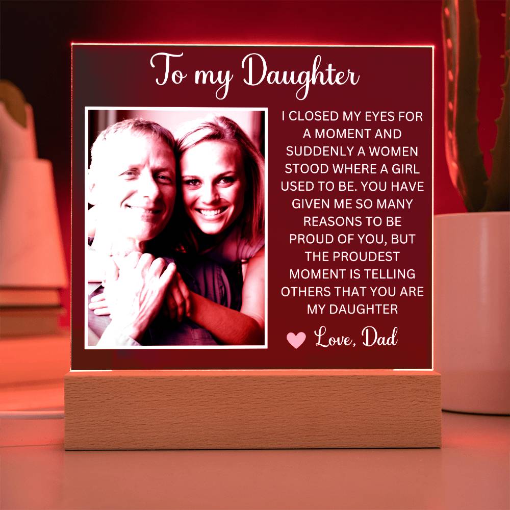 Personalized Letter to my daughter from Dad Acrylic Plaque Going away Keepsake LED Light Sign Gift for daughter Customized Gift from Mom