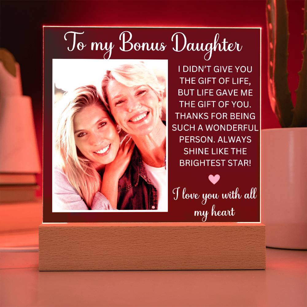 Stepdaughter Gift Acrylic Plaque Personalized Birthday Gift For Bonus Daughter To My Bonus Daughter from Stepmom