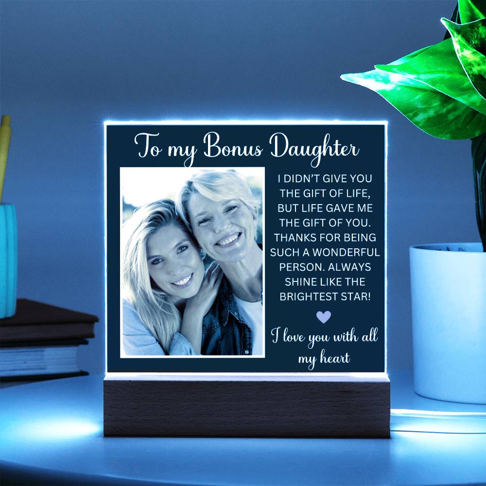 Stepdaughter Gift Acrylic Plaque Personalized Birthday Gift For Bonus Daughter To My Bonus Daughter from Stepmom