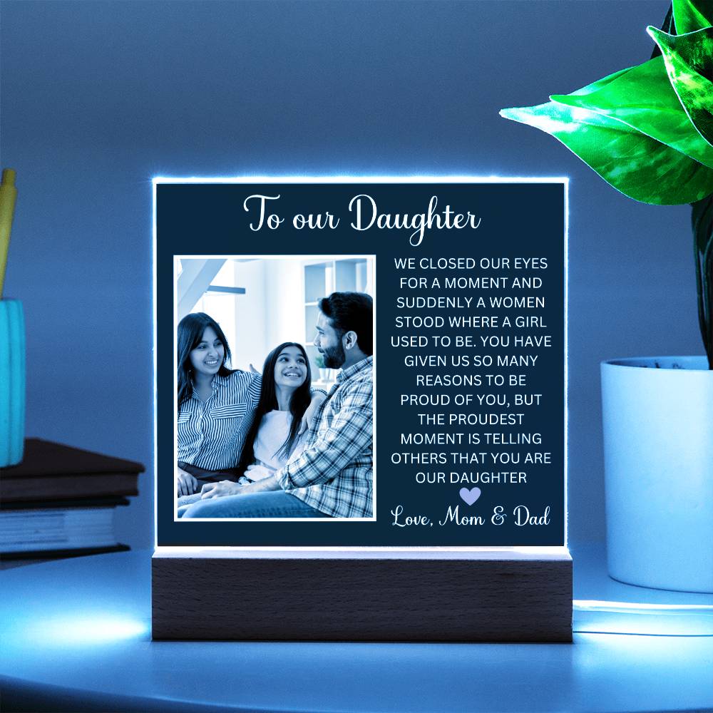 Personalized Letter to my daughter from Mom Acrylic Plaque Going away Keepsake LED Light Sign Gift for daughter Customized Gift from Dad
