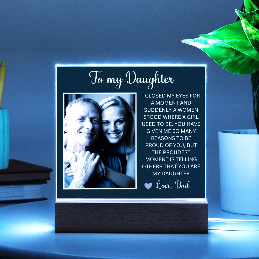 Personalized Letter to my daughter from Dad Acrylic Plaque Going away Keepsake LED Light Sign Gift for daughter Customized Gift from Mom