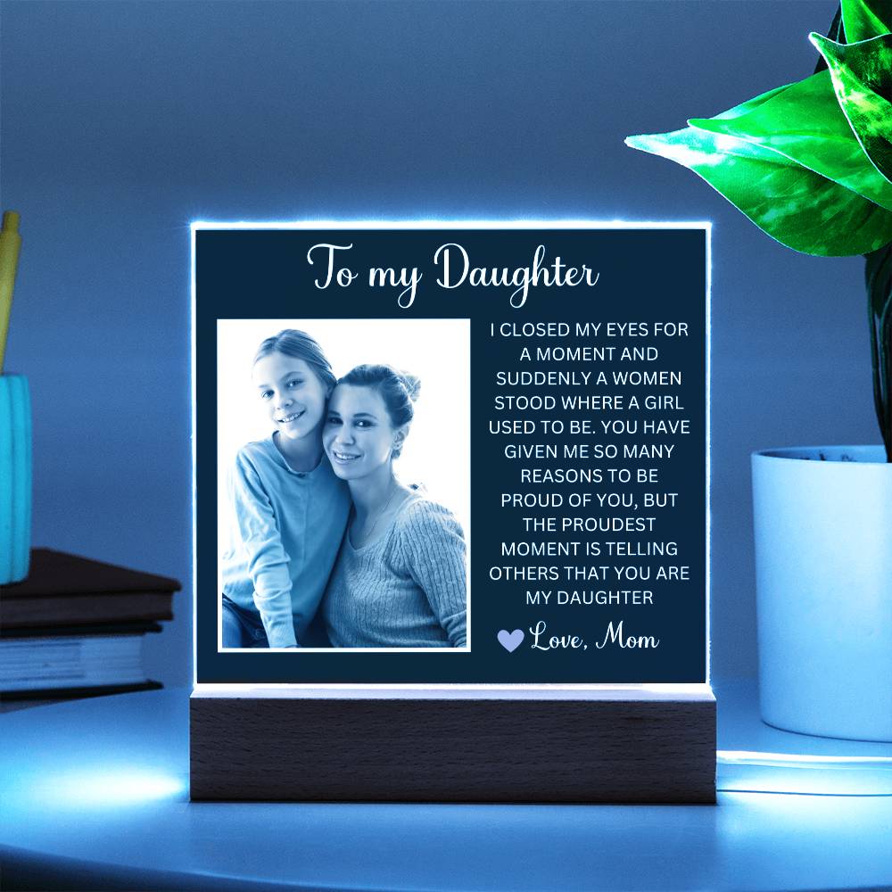 Personalized Letter to my daughter from Mom Acrylic Plaque Going away Keepsake LED Light Sign Gift for daughter Customized Gift from Dad