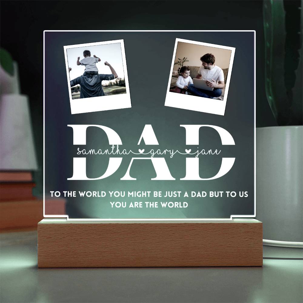 Personalized 2 photo frame from kids for dad, Father's day, Birthday Gift
