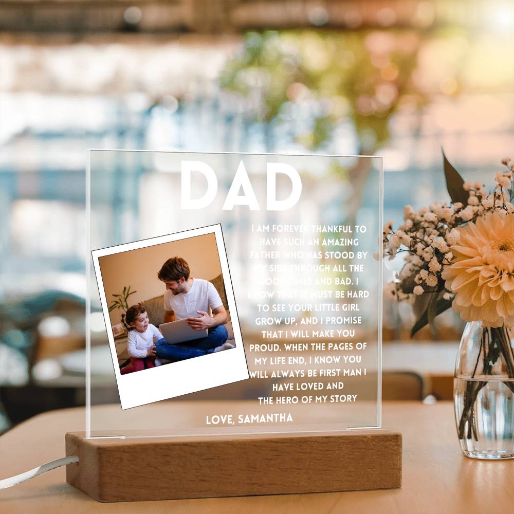 Personalized Photo frame for Dad Forever Thankful Father's day Gift