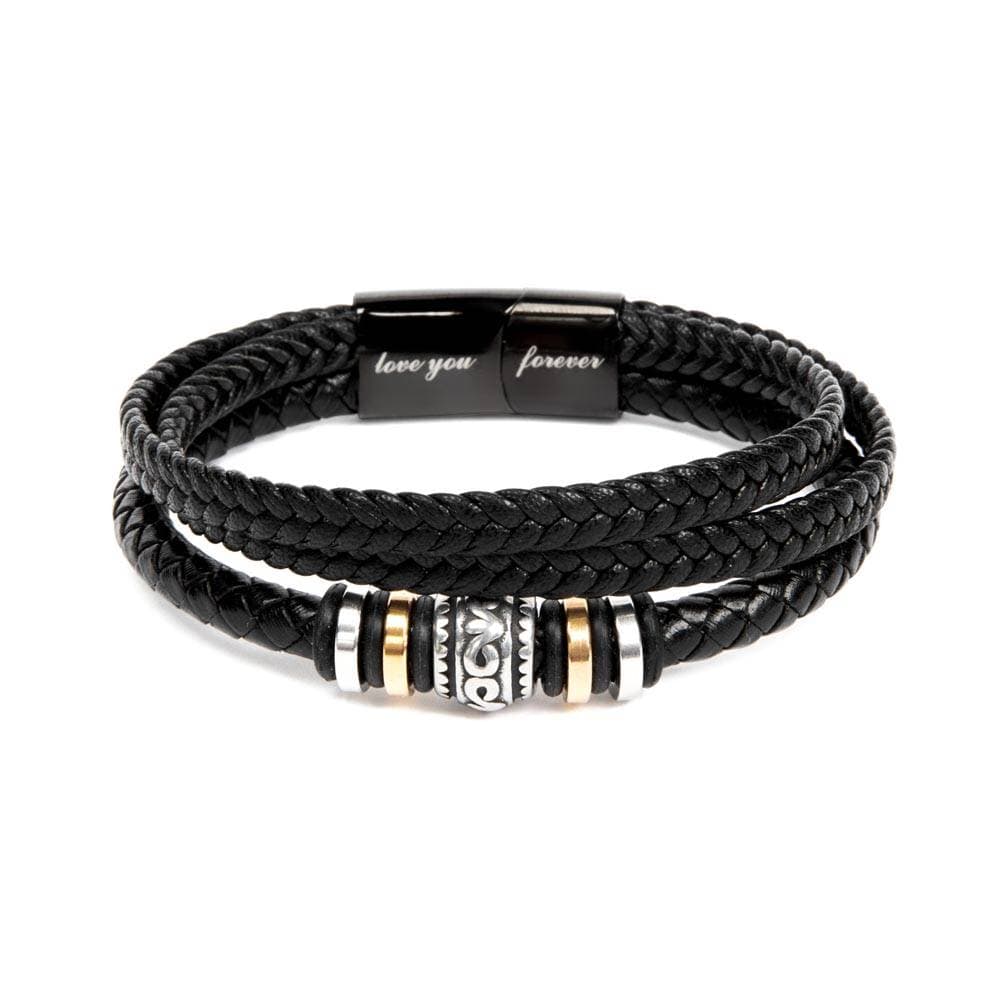Leather Bracelet for Men Engraved Gift for Son Birthday, Graduation, Christmas