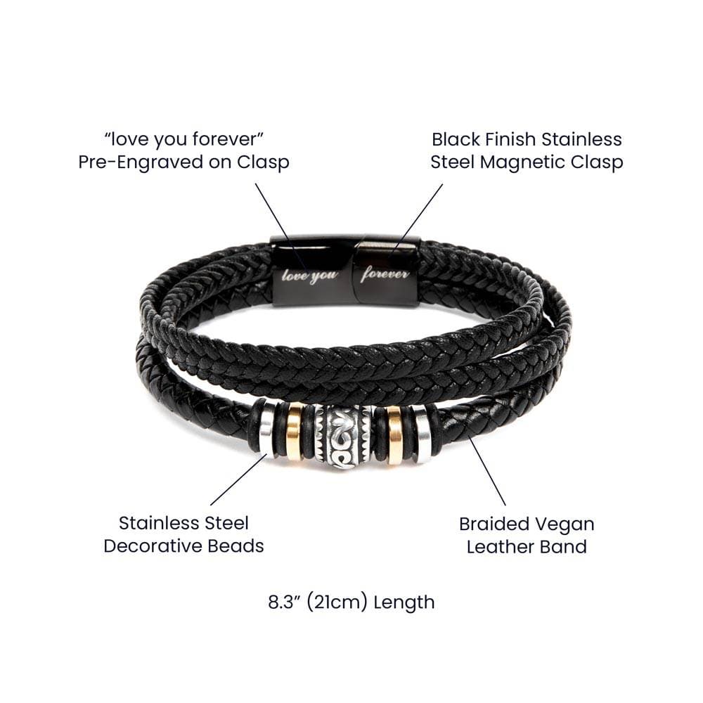 Gift  for Son from Dad Vegan Leather Bracelet, Teenage Birthday Gift Ideas, 16th Birthday Gift for Son, Gift for adult Son