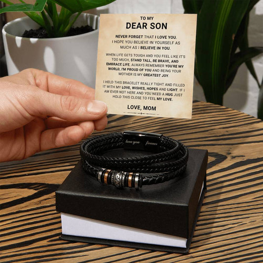Gift  for Son from Mom Vegan Leather Bracelet, Gift Ideas for Son, Gift for Adult Son Christmas, Graduation Gift