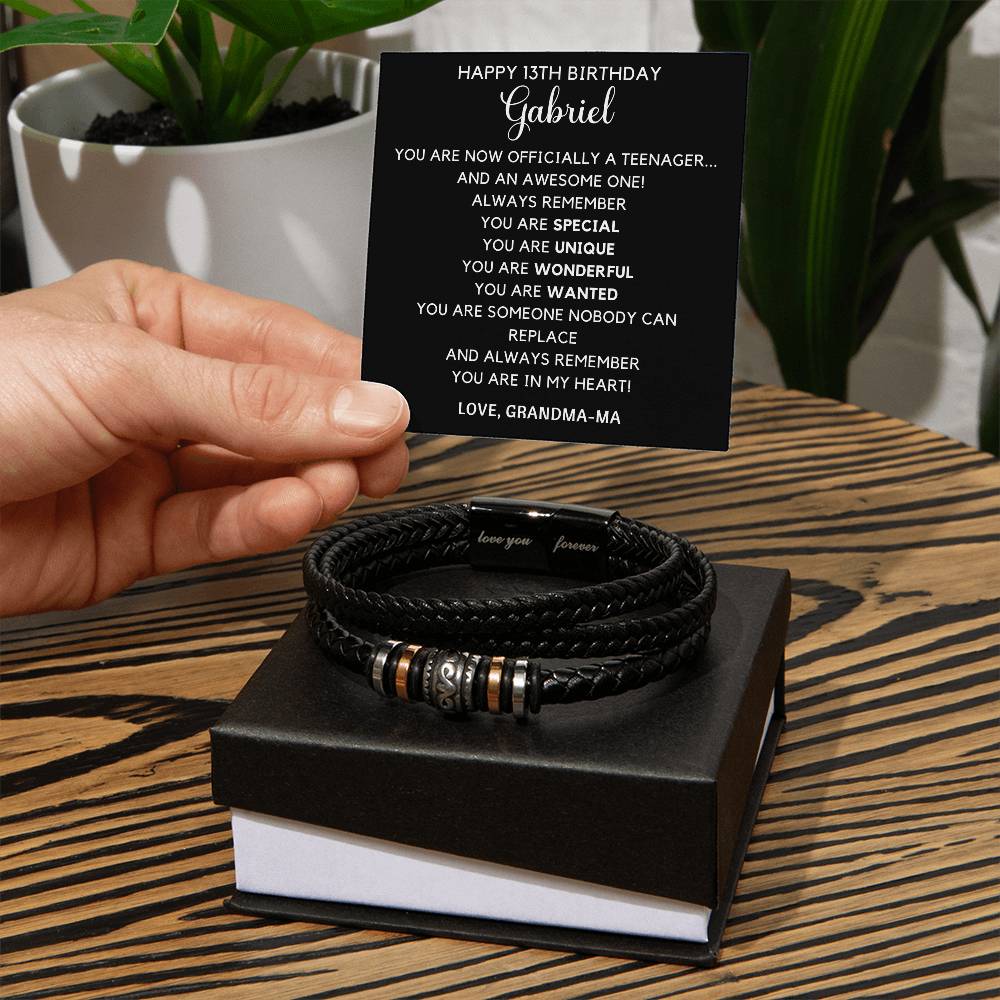 Personalized Grandson Birthday Bracelet