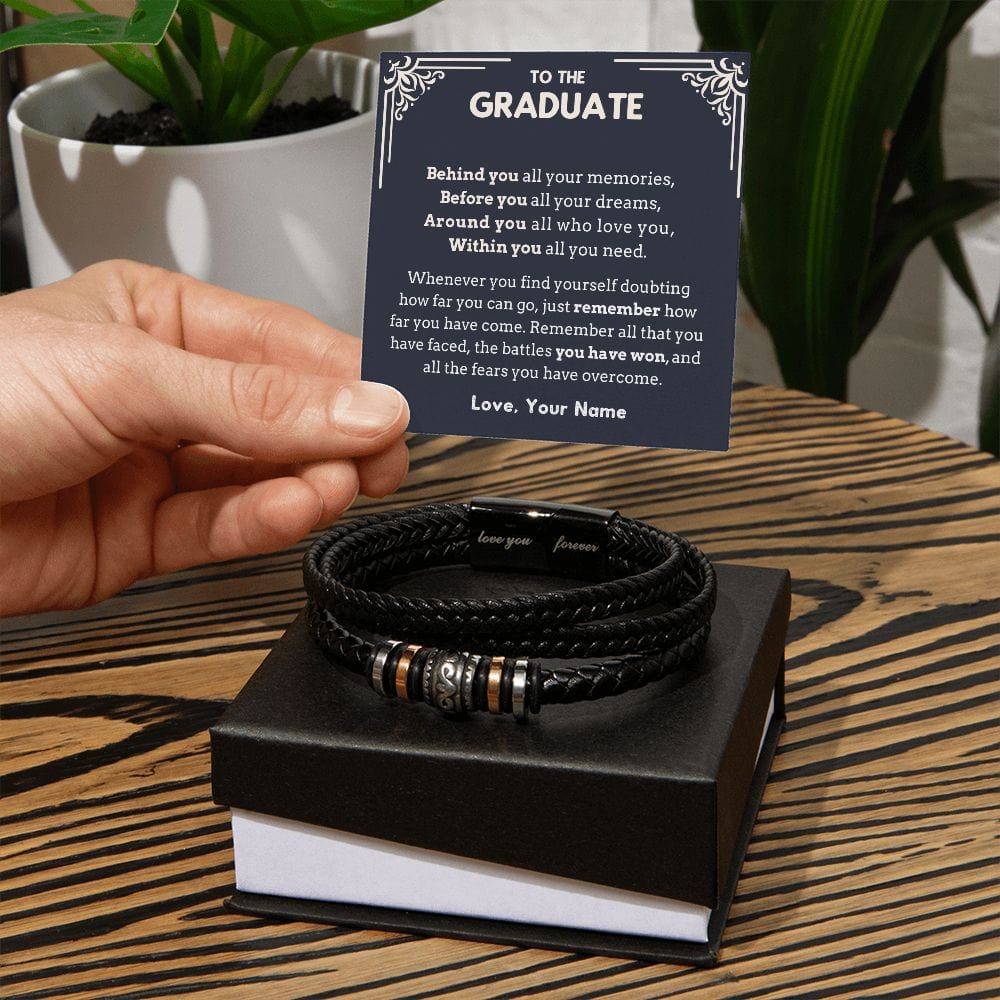 Gift for son from Mom, Dad, Vegan Leather Bracelet, Graduation Gift for  best friend
